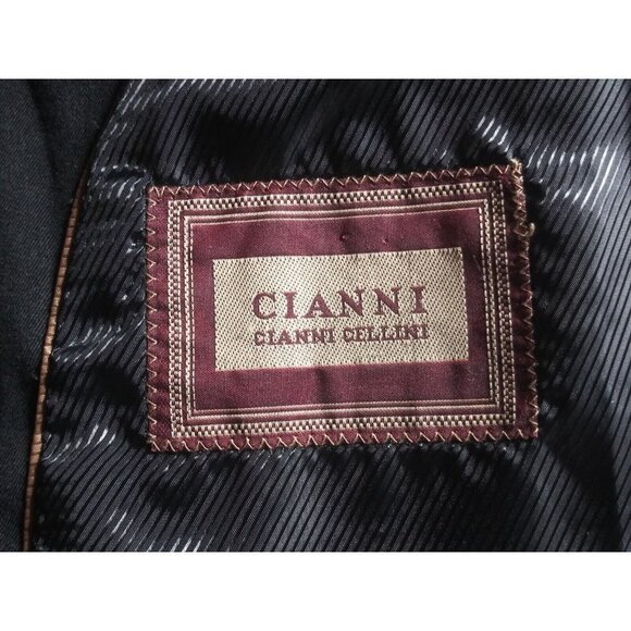 Cianni Cellini Mens 40R Blazer Sport Coat Jacket Super Gab 110's 100% Wool Black - Picture 8 of 15